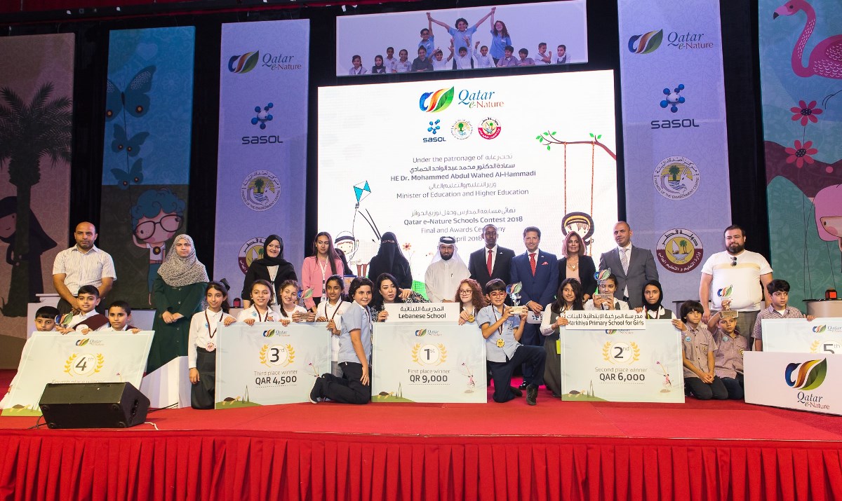 Sasol, Ministry of Education and Higher Education and FEC Honor Winners of Qatar e-Nature School Contest 2018 